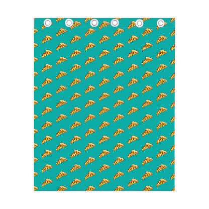 Teal Pizza Pattern Print Curtain