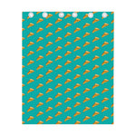 Teal Pizza Pattern Print Curtain