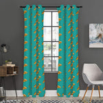 Teal Pizza Pattern Print Curtain