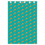 Teal Pizza Pattern Print Curtain