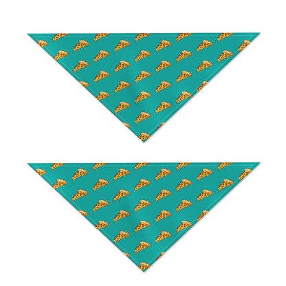 Teal Pizza Pattern Print Dog Bandana