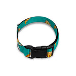 Teal Pizza Pattern Print Dog Collar