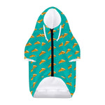 Teal Pizza Pattern Print Dog Zip Up Hoodie