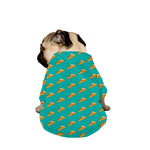 Teal Pizza Pattern Print Dog Zip Up Jacket