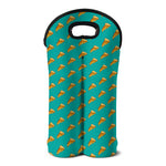 Teal Pizza Pattern Print Double Neoprene Wine Tote