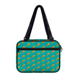 Teal Pizza Pattern Print Double Strap Bible Bag