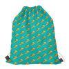 Teal Pizza Pattern Print Drawstring Bag