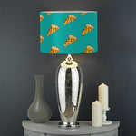 Teal Pizza Pattern Print Drum Lamp Shade