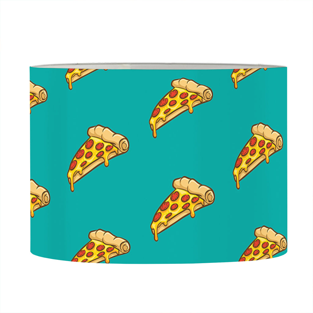Teal Pizza Pattern Print Drum Lamp Shade