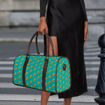 Teal Pizza Pattern Print Duffle Bag