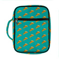 Teal Pizza Pattern Print Front Pocket Bible Bag