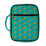 Teal Pizza Pattern Print Front Pocket Bible Bag