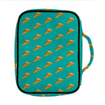 Teal Pizza Pattern Print Front Pocket Bible Bag