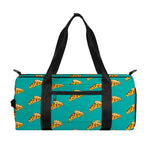 Teal Pizza Pattern Print Gym Bag