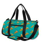 Teal Pizza Pattern Print Gym Bag
