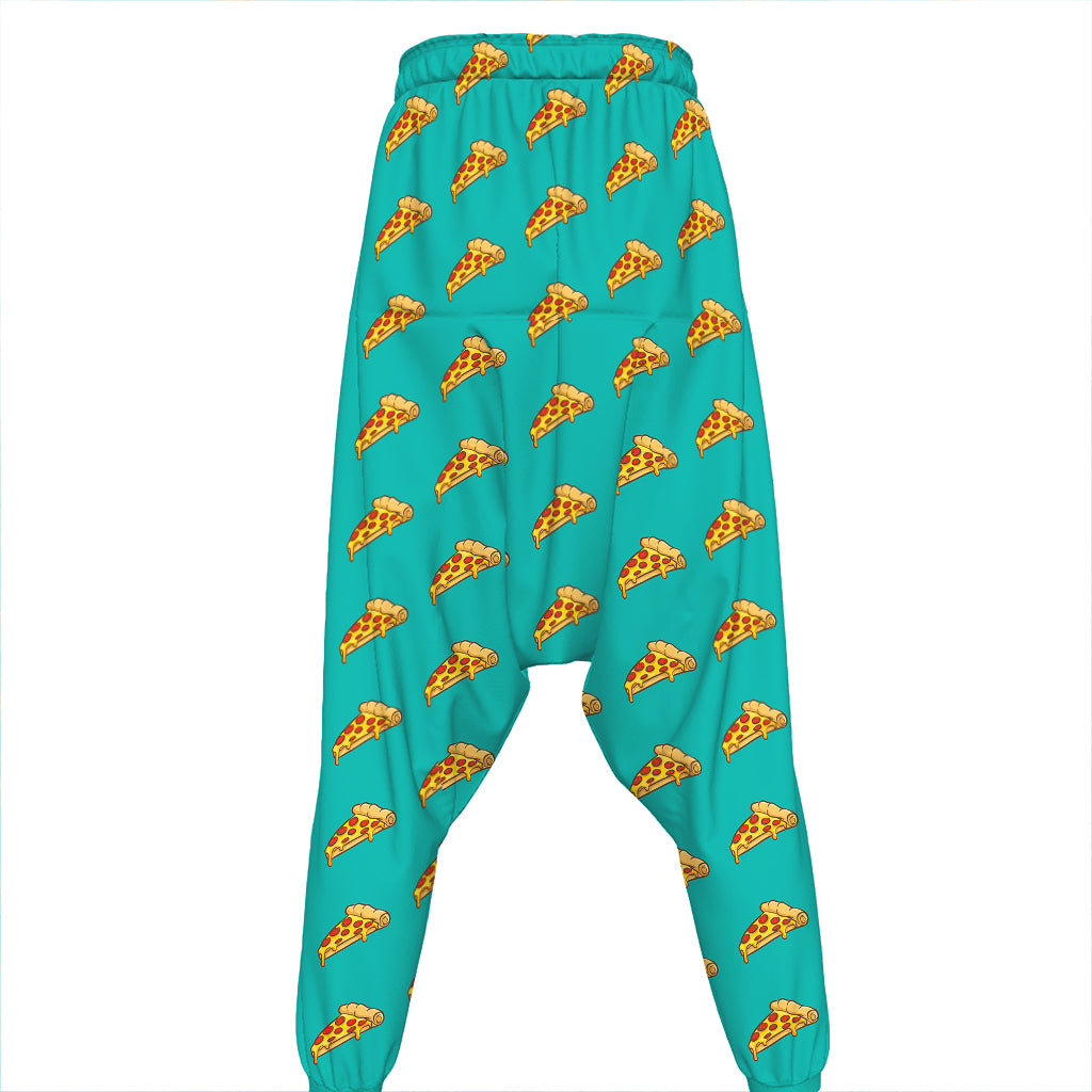 Teal Pizza Pattern Print Hammer Pants