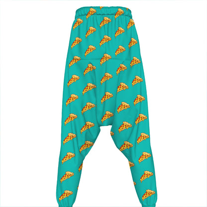 Teal Pizza Pattern Print Hammer Pants