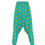 Teal Pizza Pattern Print Hammer Pants