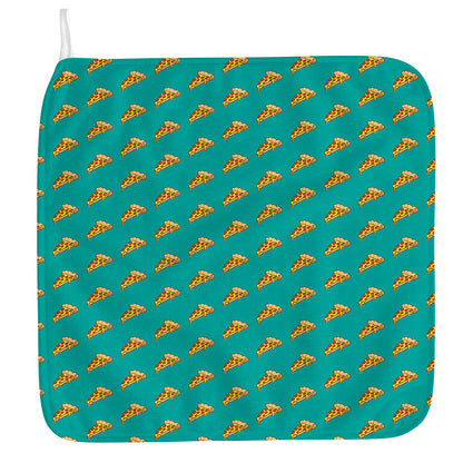 Teal Pizza Pattern Print Hand Towel