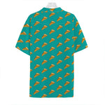 Teal Pizza Pattern Print Hawaiian Shirt