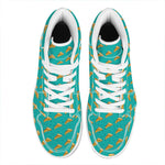 Teal Pizza Pattern Print High Top Leather Sneakers