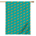 Teal Pizza Pattern Print House Flag