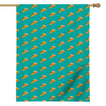 Teal Pizza Pattern Print House Flag