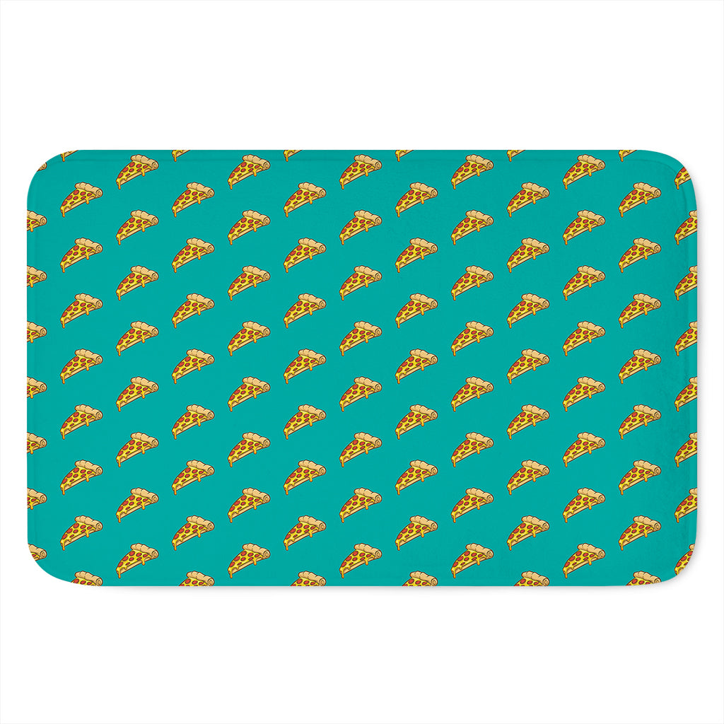 Teal Pizza Pattern Print Indoor Door Mat
