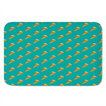Teal Pizza Pattern Print Indoor Door Mat