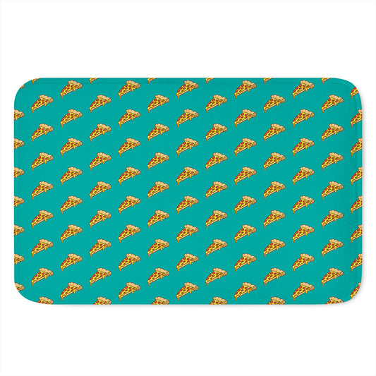 Teal Pizza Pattern Print Indoor Door Mat