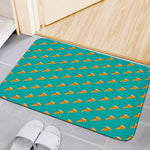 Teal Pizza Pattern Print Indoor Door Mat