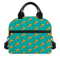 Teal Pizza Pattern Print Insulated Lunch Bag