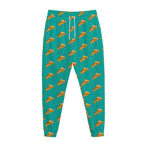 Teal Pizza Pattern Print Jogger Pants