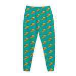 Teal Pizza Pattern Print Jogger Pants