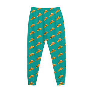 Teal Pizza Pattern Print Jogger Pants