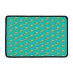 Teal Pizza Pattern Print Kitchen Mat