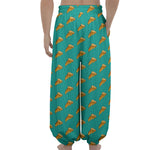 Teal Pizza Pattern Print Lantern Pants