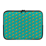 Teal Pizza Pattern Print Laptop Sleeve