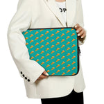 Teal Pizza Pattern Print Laptop Sleeve