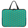 Teal Pizza Pattern Print Laptop Sleeve With Handle