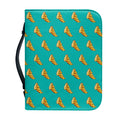 Teal Pizza Pattern Print Leather Bible Cover