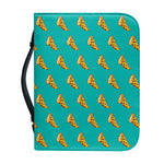 Teal Pizza Pattern Print Leather Bible Cover