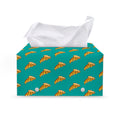 Teal Pizza Pattern Print Leather Tissue Box Cover