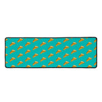 Teal Pizza Pattern Print Long Kitchen Mat