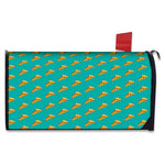 Teal Pizza Pattern Print Mailbox Cover