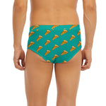 Teal Pizza Pattern Print Men's Briefs