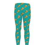Teal Pizza Pattern Print Men's leggings