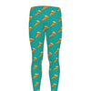 Teal Pizza Pattern Print Men's leggings