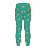 Teal Pizza Pattern Print Men's leggings