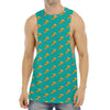 Teal Pizza Pattern Print Men's Muscle Tank Top